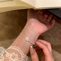 Korean Style Zircon Flower Faux Pearl Bangle Elegant Light Luxury Designer Bracelet For Women view 4