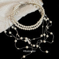 French Vintage Multilayer Tassel Faux Pearl Sweater Necklace Light Luxury Geometric Choker view 2