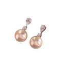 Vintage Zircon Faux Pearl Drop Earrings With Silver Pins, Geometric Round Modern Elegant Jewelry view 5