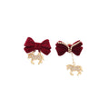 Light Luxury Rhinestone Flocked Bow Pony Stud Earrings With Silver Needle For Women view 5