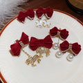 Light Luxury Rhinestone Flocked Bow Pony Stud Earrings With Silver Needle For Women view 3