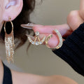 Light Luxury Alloy Geometric Pearl Stud Earrings Jewelry Set With Rhinestone Accents view 4