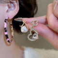 Light Luxury Alloy Geometric Pearl Stud Earrings Jewelry Set With Rhinestone Accents view 2
