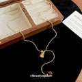 Old Money Copper Tiger Eye Stone Gourd Pendant Sweater Necklace Vintage Chinese Style view 2