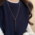 Old Money Copper Tiger Eye Stone Gourd Pendant Sweater Necklace Vintage Chinese Style view 1
