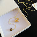 Old Money Copper Tiger Eye Stone Gourd Pendant Sweater Necklace Vintage Chinese Style view 4