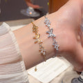 18K Gold Plated Zircon Flower Butterfly Bangle Light Luxury Fashion Jewelry For Women view 1