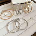 Minimalist Copper Round Smooth Metal Hoop Earrings With Silver Needles For Women view 2
