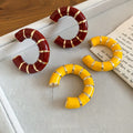 Vintage Enamel C-Shaped Hoop Earrings With Steel Pins Minimalist Geometric Daily Style view 1