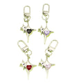 Metal Cross Star Heart Zircon Keychain Bag Charm Gift view 5