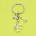 Zinc Alloy Justice Scale Book Gavel Keychain Law Student Gift view 1