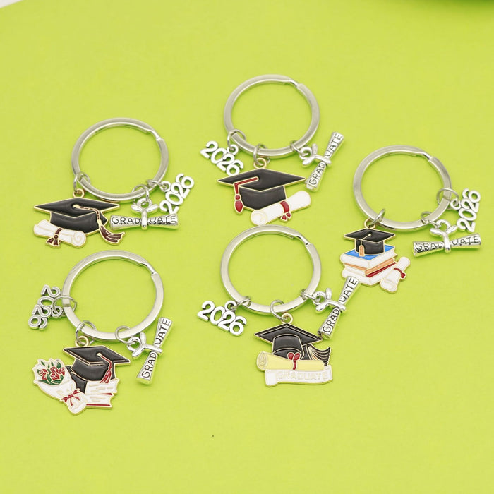 Enamel Alloy Graduation Cap Keychain Bag Charm Student Gift