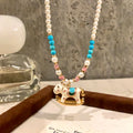 Light Luxury Faux Pearl Horse Pendant Necklace Elegant Zodiac Clavicle Chain For Women view 4