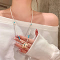 Light Luxury Faux Pearl Horse Pendant Necklace Elegant Zodiac Clavicle Chain For Women view 1