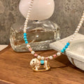 Light Luxury Faux Pearl Horse Pendant Necklace Elegant Zodiac Clavicle Chain For Women view 2