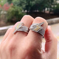 Lightning Micro Pave Zircon Ring Punk Street Style Niche Fashion Single Finger Jewelry view 3