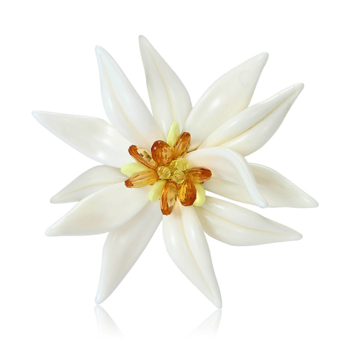 Alloy Enamel Edelweiss Brooch Simple Flower Lapel Pin For Womens Suits