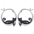 Cute Black Oil Painted Cat Ear Cuff Earrings, Simple Versatile Daily Jewelry For Women view 2