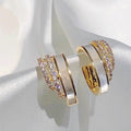 Korean Style Multi Layer Micro Pave Zircon Stud Earrings For Women, Elegant Metal Oil Painting Jewelry view 1