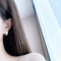 Korean Style Multi Layer Micro Pave Zircon Stud Earrings For Women, Elegant Metal Oil Painting Jewelry view 3
