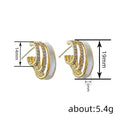 Korean Style Multi Layer Micro Pave Zircon Stud Earrings For Women, Elegant Metal Oil Painting Jewelry view 4