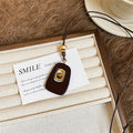 Light Luxury Resin Tiger Eye Oval Pendant Sweater Necklace, Retro Geometric Winter Choker view 3