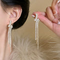 Copper Zircon Geometric Tassel Drop Earrings With Silver Pins Retro Elegant Style view 4