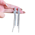 Copper Zircon Geometric Tassel Drop Earrings With Silver Pins Retro Elegant Style view 5