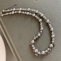 Vintage Zircon Faux Pearl Necklace French Elegant Old Money Geometric Round Choker view 2