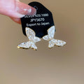 14K Gold Plated Copper Butterfly Stud Earrings With Zircon Enamel Light Luxury Daily Jewelry view 2