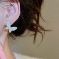 14K Gold Plated Copper Butterfly Stud Earrings With Zircon Enamel Light Luxury Daily Jewelry view 3
