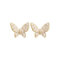 14K Gold Plated Copper Butterfly Stud Earrings With Zircon Enamel Light Luxury Daily Jewelry view 5