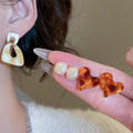 Minimalist Wool Yarn Leopard Geometric Rhinestone Stud Earrings Jewelry Set For Women view 4