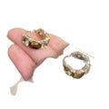 Vintage Brown Resin Rhinestone U-Shaped Alloy Earrings, Light Luxury Geometric Ear Cuffs view 5