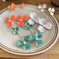 Enamel Flower Pearl Iron Stud Earrings Korean Sweet Light Luxury Floral Earrings For Women view 4