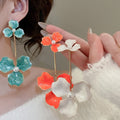 Enamel Flower Pearl Iron Stud Earrings Korean Sweet Light Luxury Floral Earrings For Women view 1