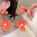 Enamel Flower Pearl Iron Stud Earrings Korean Sweet Light Luxury Floral Earrings For Women view 3