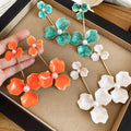Enamel Flower Pearl Iron Stud Earrings Korean Sweet Light Luxury Floral Earrings For Women view 2