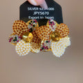 Light Luxury Faux Pearl Flower Stud Earrings With Rhinestone Silver Needle Vintage Court Style view 2