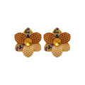Light Luxury Faux Pearl Flower Stud Earrings With Rhinestone Silver Needle Vintage Court Style view 5