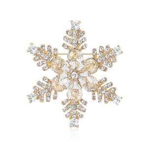 Alloy Rhinestone Snowflake Brooch Pin For Sweaters And V-Neck Shirts