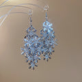 Light Luxury Alloy Rhinestone Snowflake Tassel Drop Earrings Elegant Geometric Ear Hook Jewelry view 4