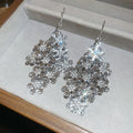 Light Luxury Alloy Rhinestone Snowflake Tassel Drop Earrings Elegant Geometric Ear Hook Jewelry view 2