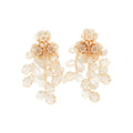 Faux Pearl Flower Tassel Drop Earrings Vintage Palace Style Silver Needle Elegant Floral Jewelry view 5