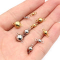 4-8mm Double Loop Stainless Steel Ball Pendant Solid Gold Round Bead DIY Bracelet Charm view 4