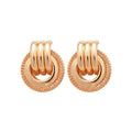 Metal Twisted Hollow Round Stud Earrings With Silver Posts, European American Light Luxury Geometric Jewelry view 5