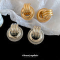 Metal Twisted Hollow Round Stud Earrings With Silver Posts, European American Light Luxury Geometric Jewelry view 2