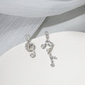 Asymmetric Rhinestone Music Note Earrings For Women Korean Trendy Statement Drop Ear Jewelry view 2