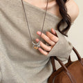 New Chinese Style Copper Wood Horse Pendant Sweater Necklace Retro Light Luxury Zodiac Jewelry view 4