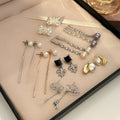 Elegant Crystal Bow Pearl Stud Earrings For Women Luxury Rhinestone Alloy Niche Design Versatile Earrings view 1